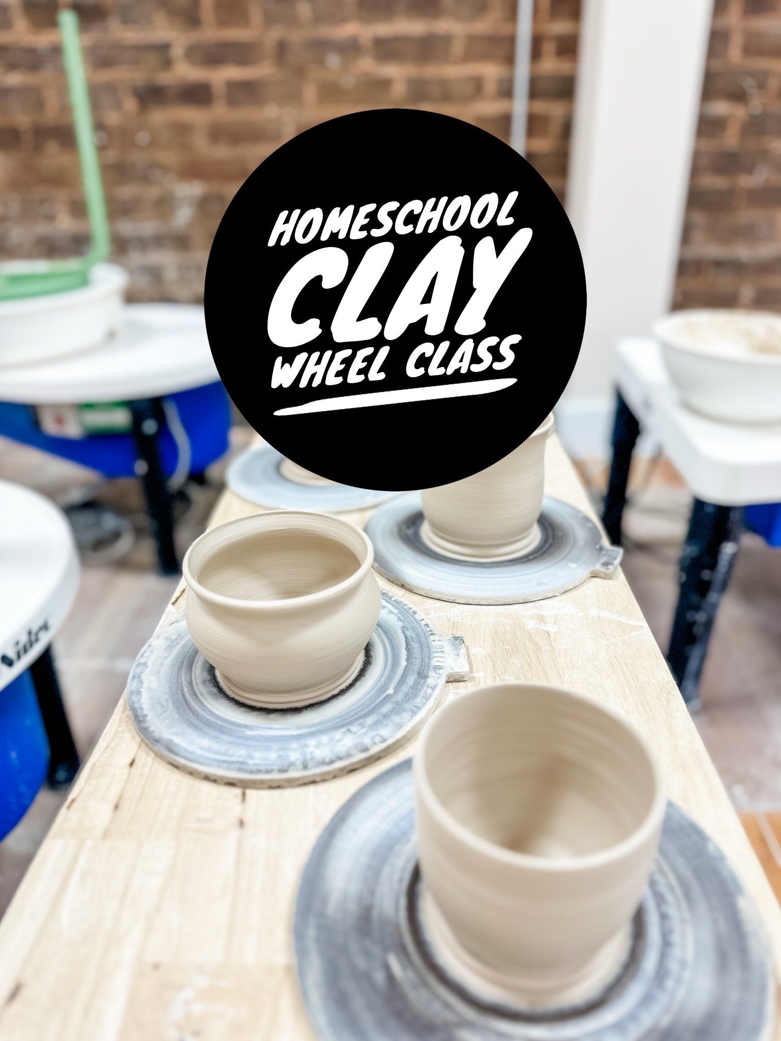 Homeschool kids wheel throwing class in January